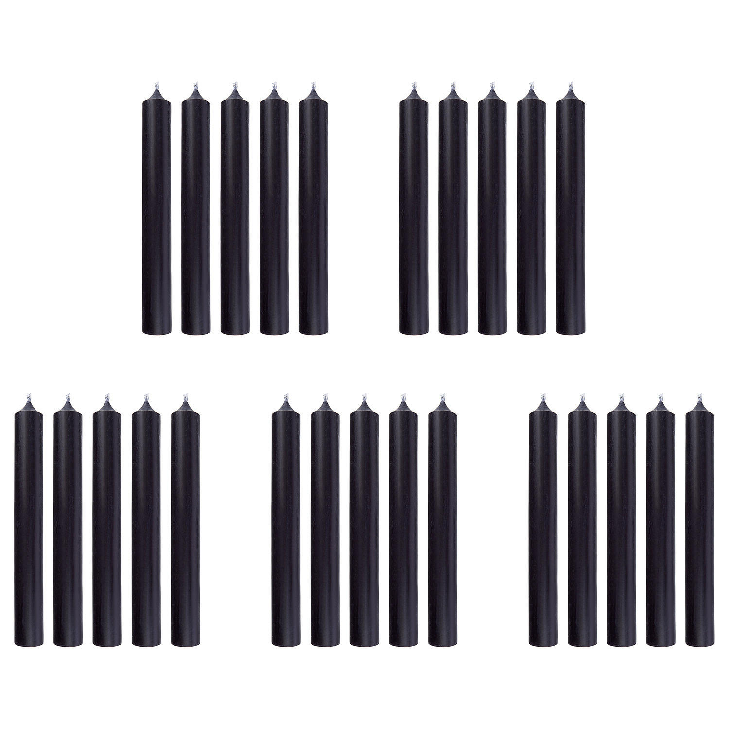 STABKERZE (25er Set) Rainbow - Schwarz, Paraffin (2.2/18/2.2cm) - BUTLERS