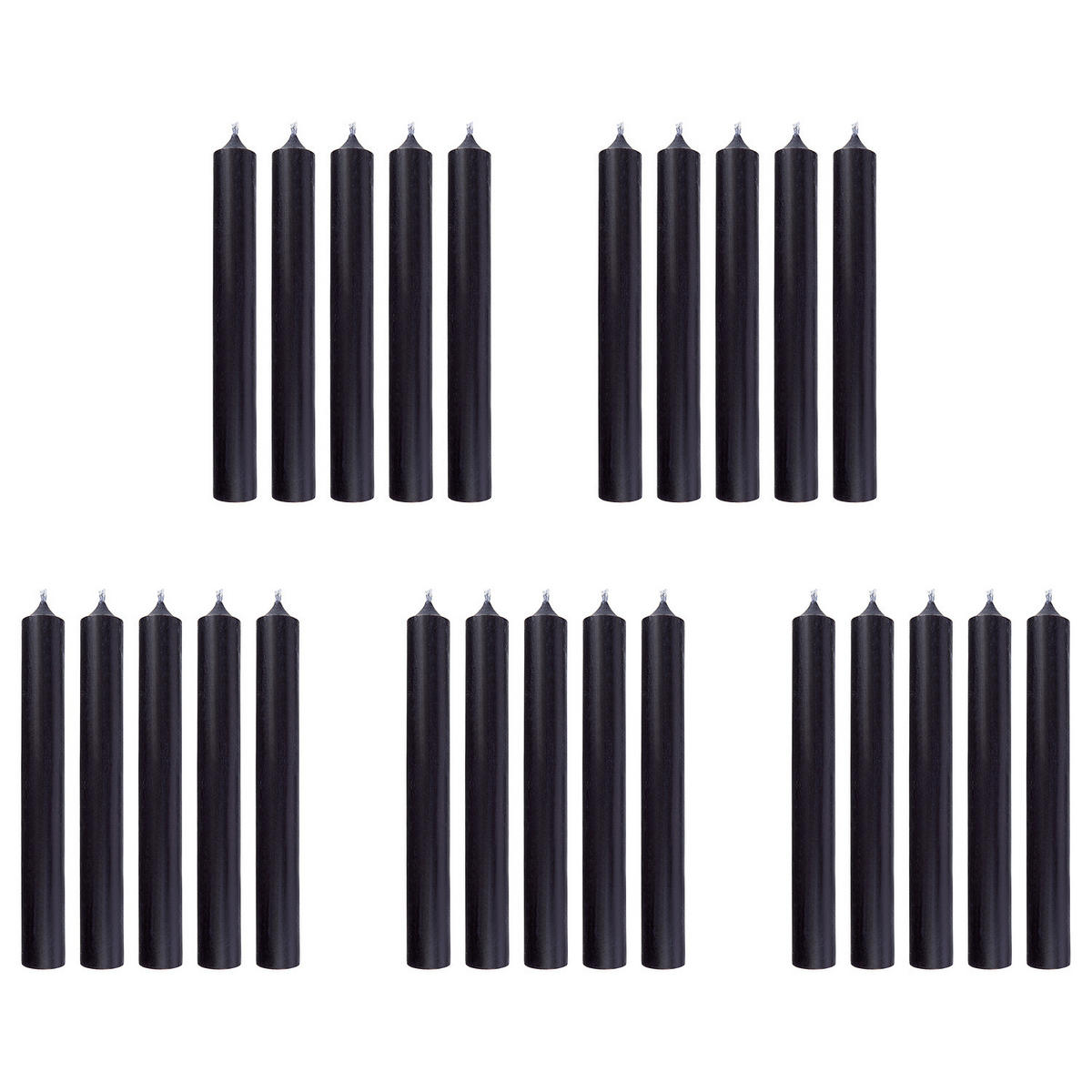 STABKERZE (25er Set) Rainbow - Schwarz, Paraffin (2.2/18/2.2cm) - BUTLERS