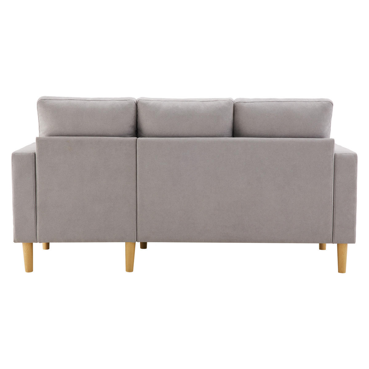 ECKSOFA Leinen Hellgrau mit Stauraum, Becherhaltern und mit Kissen - Hellgrau, Holzwerkstoff/Textil (175/129cm) - WISHDOR