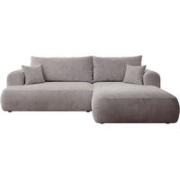ECKSOFA Ovo Cord mit Cordbezug Hellgrau, rechts - Hellgrau/Schwarz, Textil (165/260cm) - Selsey