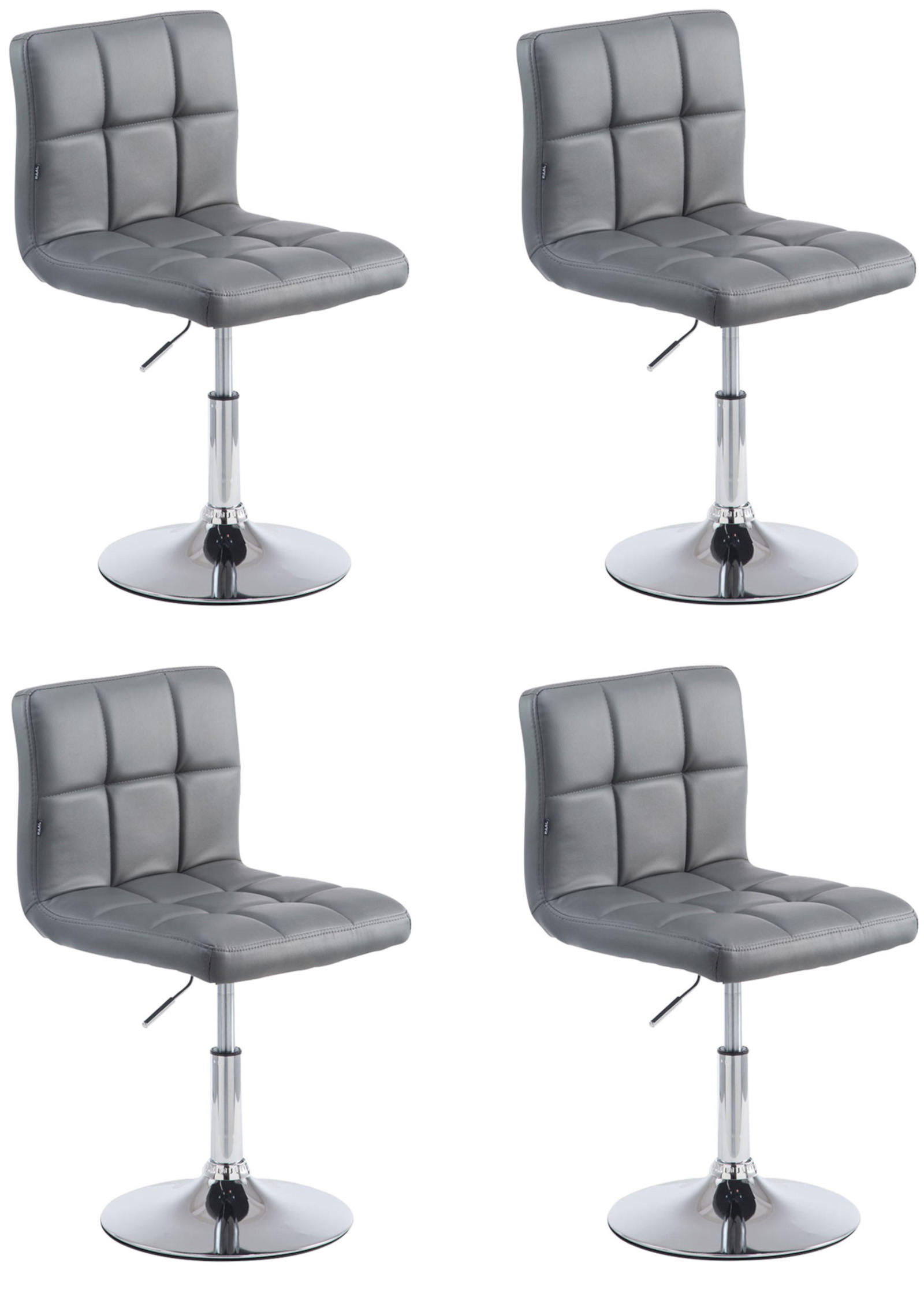 DREHSTUHL 4er Set Lederlook grau - Chromfarben/Grau, Textil/Metall (44/74/49cm) - CLP