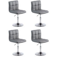 DREHSTUHL 4er Set Lederlook grau - Chromfarben/Grau, Textil/Metall (44/74/49cm) - CLP