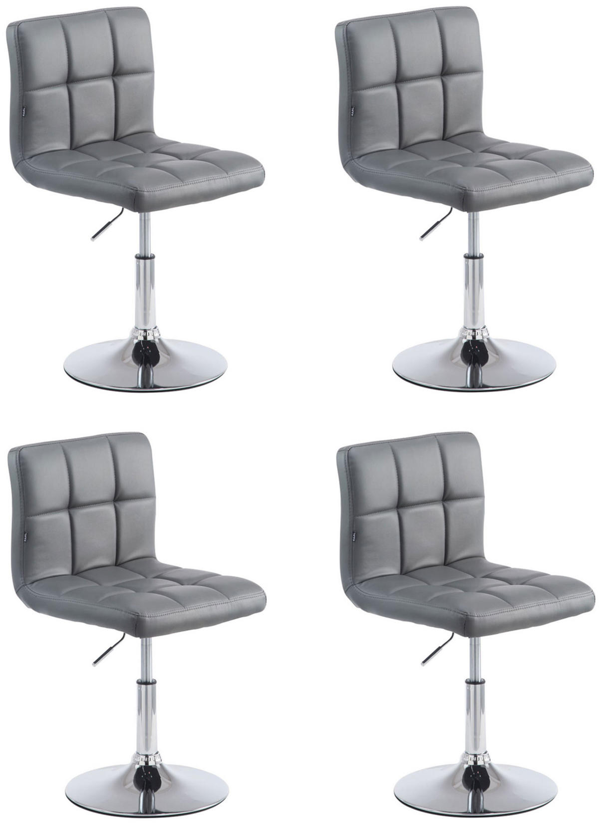 DREHSTUHL 4er Set Lederlook grau - Chromfarben/Grau, Textil/Metall (44/74/49cm) - CLP