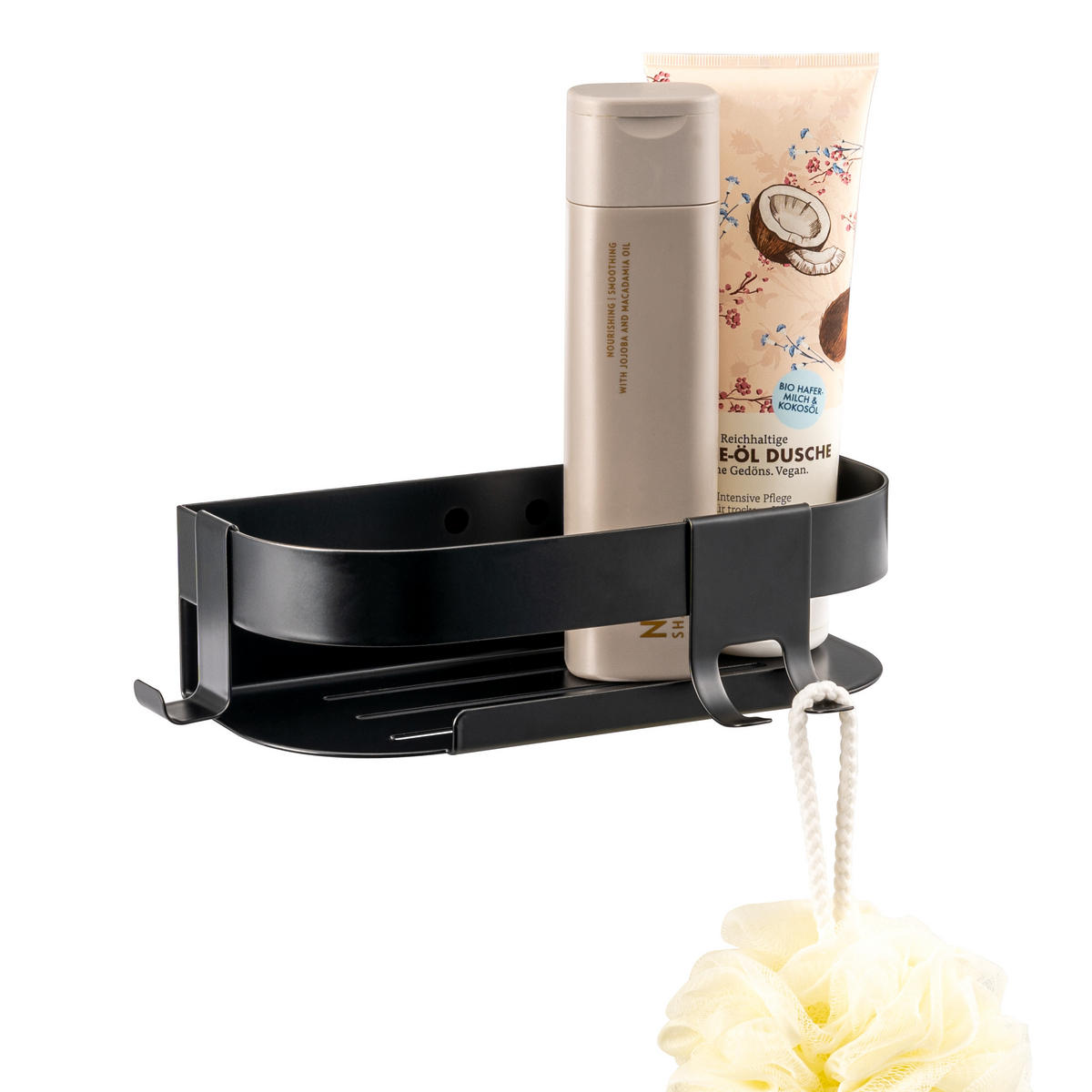 DUSCHABLAGE, mit 2-Wege-Montage, Edelstahl schwarz - Schwarz, Metall (23/6.5/10.5cm) - eluno