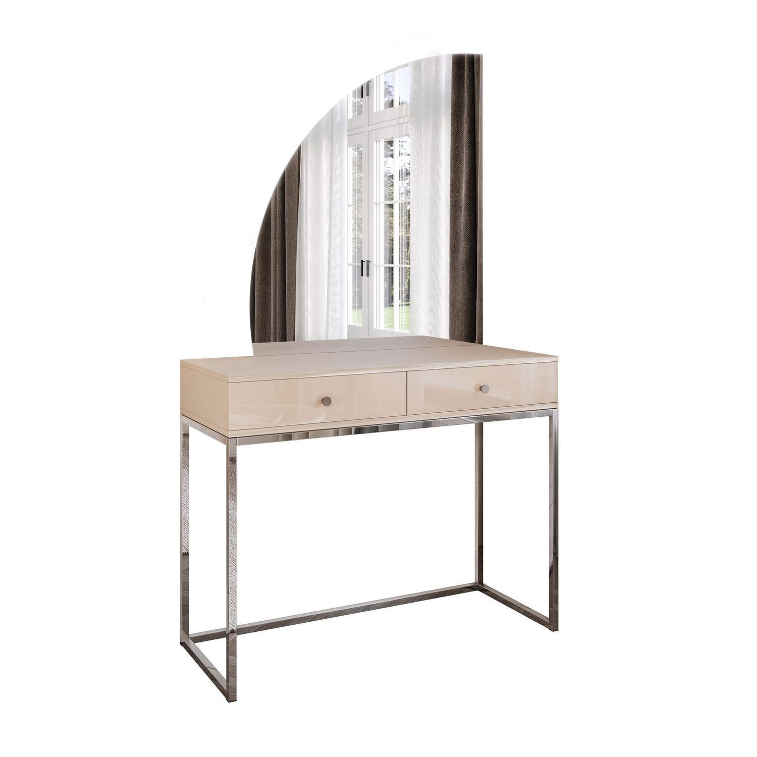 SCHMINKTISCH QUINNIE KASCHMIR mit LED-Spiegel Chrom links silber Griff - Kaschmir/Silberfarben, Holzwerkstoff (100/175/42cm) - Lookway