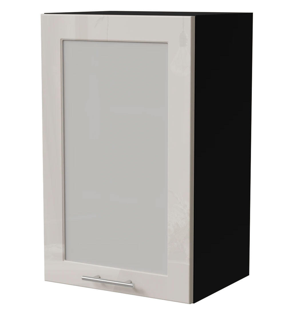 KÜCHENHÄNGESCHRANK Brerra W2S/45 Schwarz / RAL 9001 creme Hochglanz 45 / 32,5 / 72cm - Creme/Schwarz, Holz/Holzwerkstoff (45/72/32.5cm) - Feldmann-Wohnen