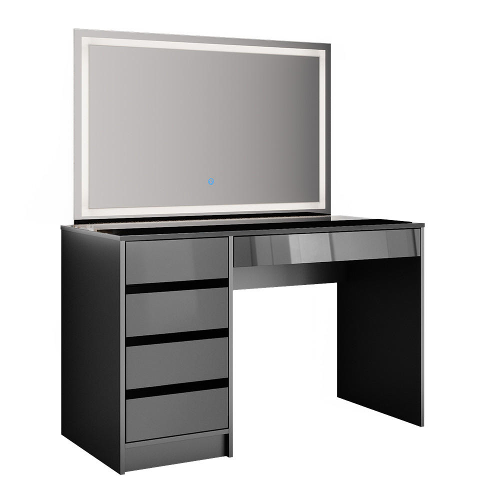 SCHMINKTISCH Sherry Anthrazit 120 cm mit LED-Spiegel - Anthrazit, Holzwerkstoff (120/75/55cm) - Vicco