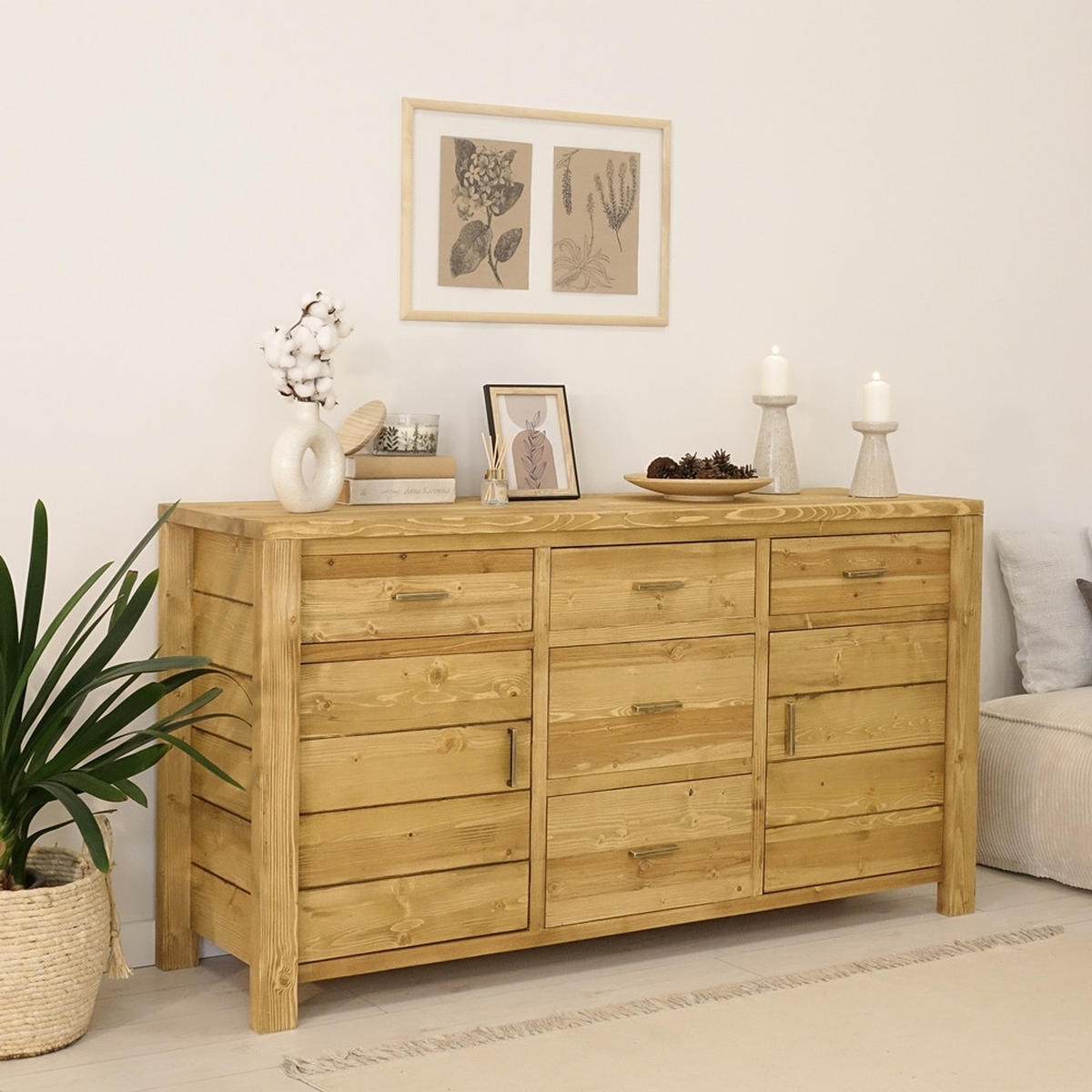 KOMMODE aus Massivholz MIDLAND - Honig, Holz (160/85/46cm) - Seart