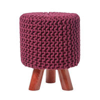 STRICK-HOCKER lila, Dreibein 32/32/42 cm - Violett, Textil (32/42/32cm) - Homescapes