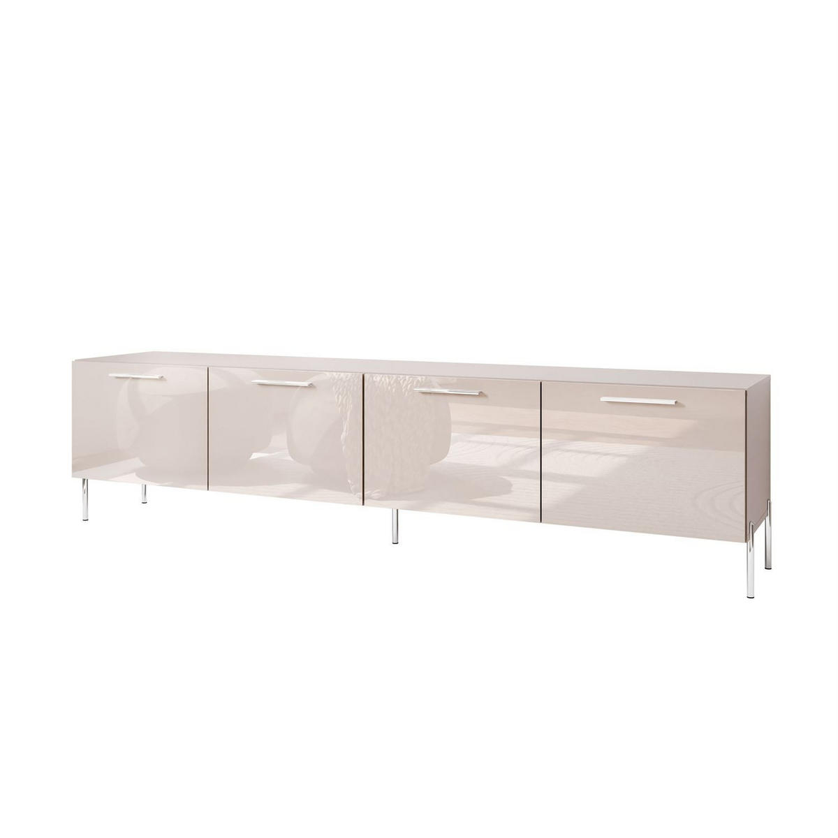 TV-ELEMENT AURA 200 KASCHMIR Hochglanz auf geraden silbernen Beinen - Kaschmir/Silberfarben, Holzwerkstoff (200/50/40cm) - Lookway