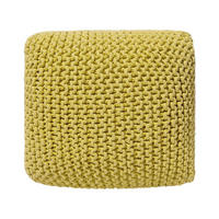 POUF Conrad 50/50/31 cm - Gelb, Naturmaterialien/Textil (50/31/50cm) - Beliani