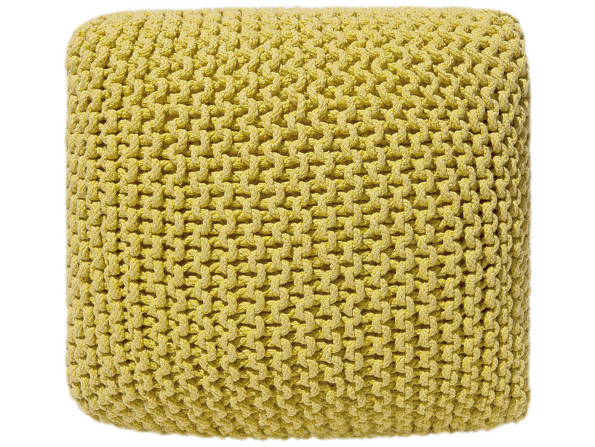 POUF Conrad 50/50/31 cm - Gelb, Naturmaterialien/Textil (50/31/50cm) - Beliani