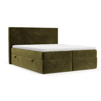 BOXBETT Nuvia 140/200 cm Olivgrün im Kronos Stoff - Schwarz/Olivgrün, Holz/Holzwerkstoff (140/200cm) - AltaBeds