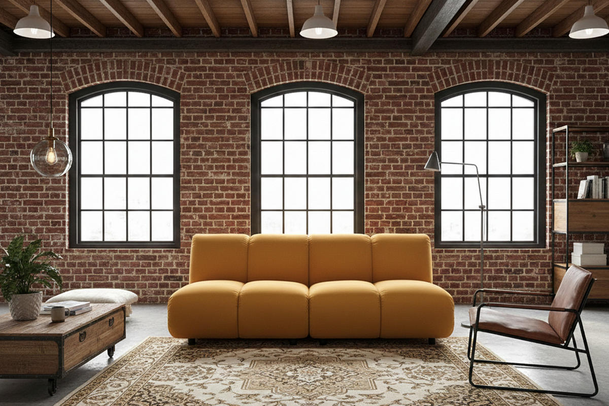 MODULSOFA LAYLA Gelb Velvet - Gelb/Schwarz, Buchenholz/Textil (183/74/99cm) - KAWOLA