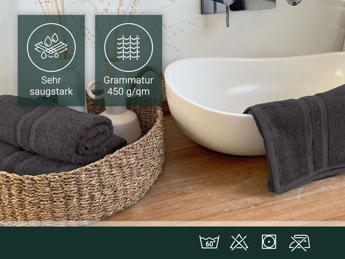HANDTÜCHER, 10er-Set, 50x100 cm, 100% Baumwolle, Grau - Graphitfarben, Textil (50/100cm) - Zollner