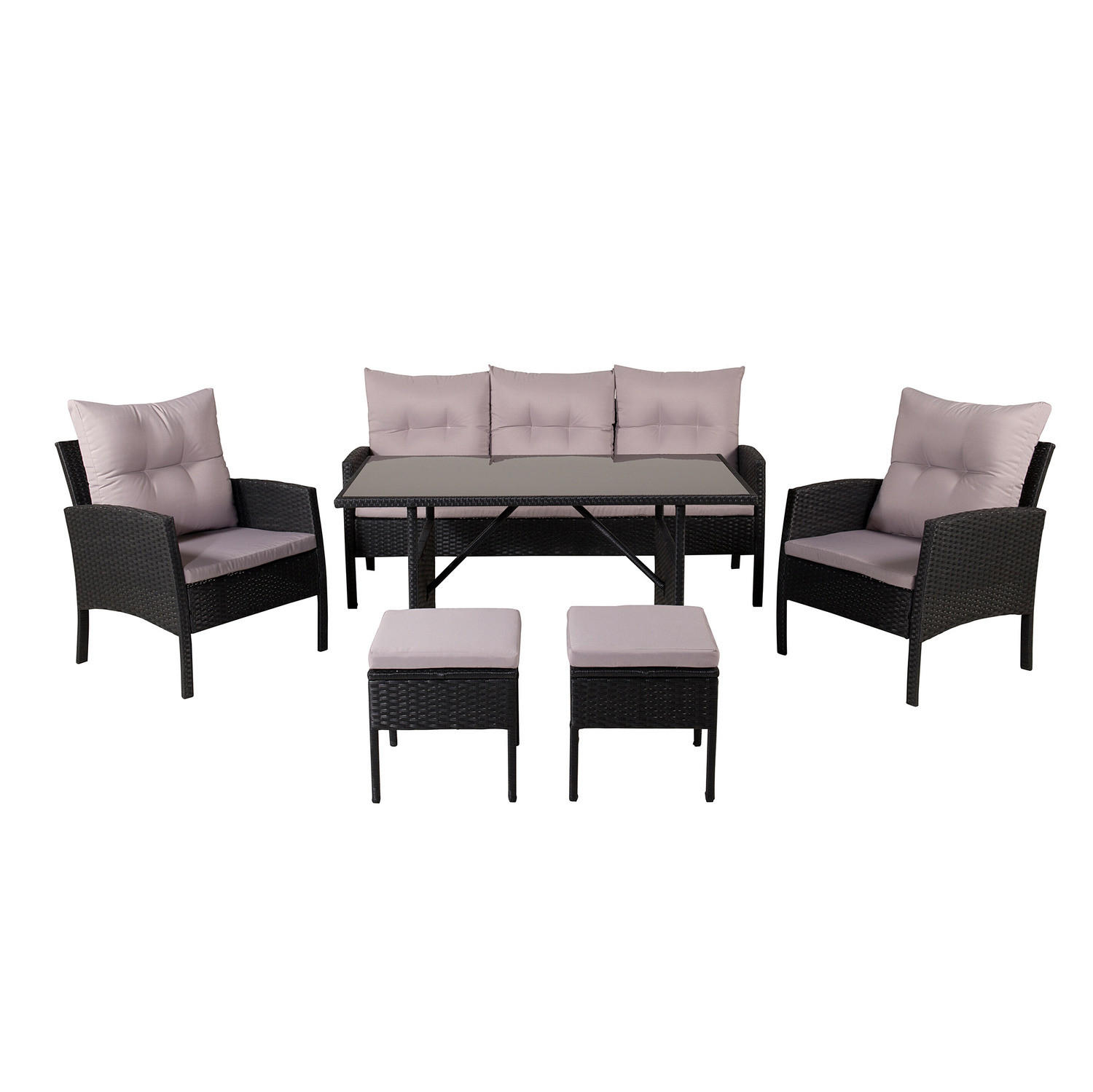 LOUNGESET - Schwarz - Polyethylen - 158 x 75 x 69 cm - Schwarz, Kunststoff - home24