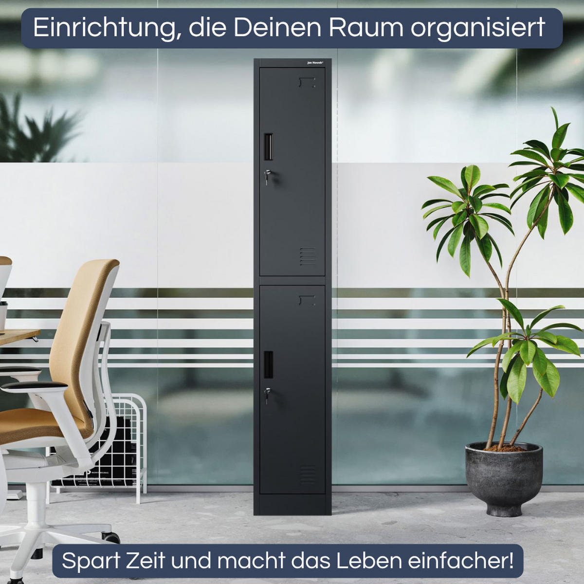 UMKLEIDESCHRANK Spind TOKIO 2 Abteile 185x31,7x45cm Anthrazit - Anthrazit, Metall (31.7/185/45cm) - DELUKE