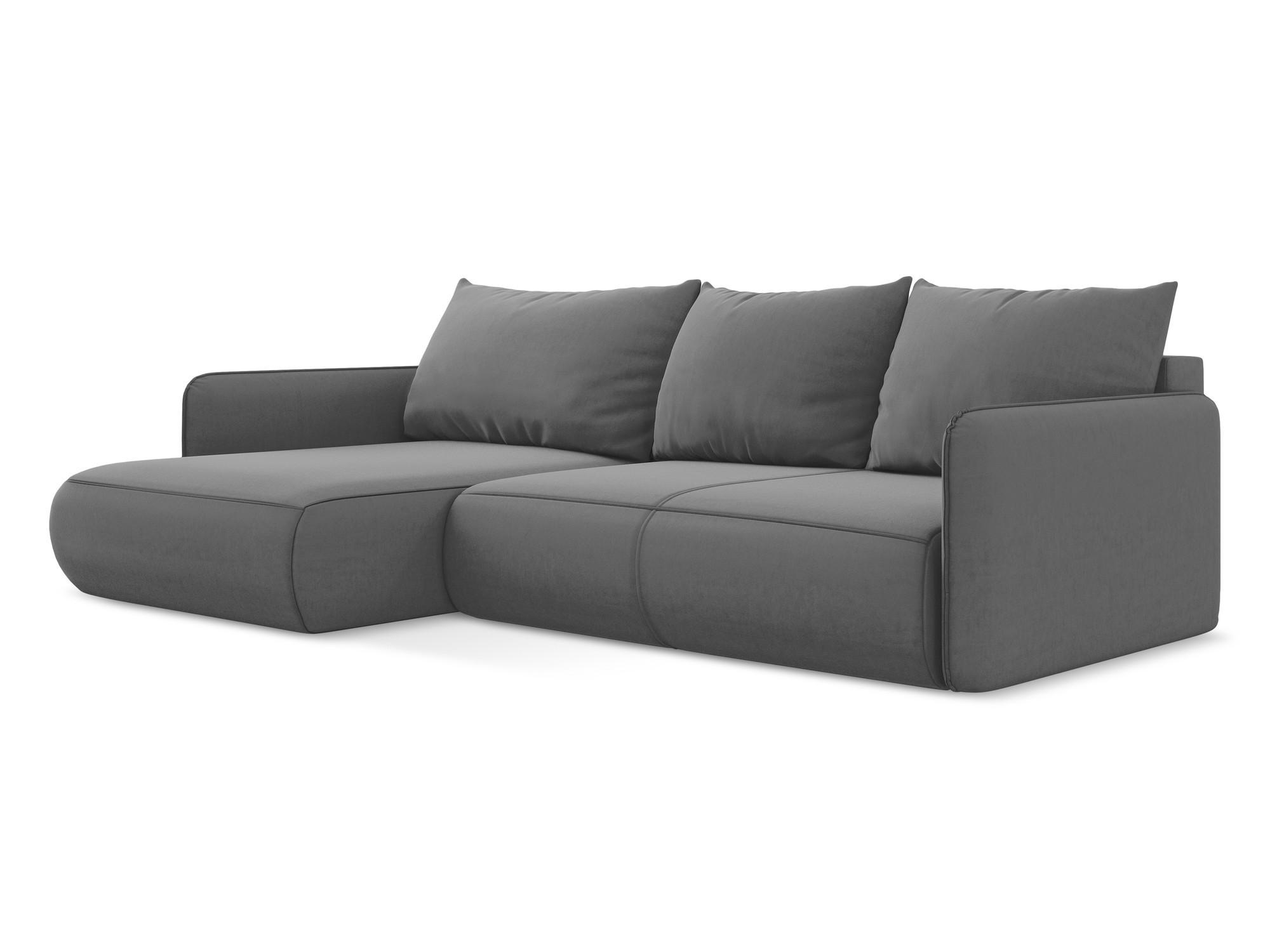 ECKSOFA mit Schlaffunktion Samt Stoff Grau - Schwarz/Grau, Kunststoff/Textil (148/240cm) - Makamii