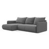 ECKSOFA mit Schlaffunktion Samt Stoff Grau - Schwarz/Grau, Kunststoff/Textil (148/240cm) - Makamii