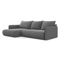 ECKSOFA mit Schlaffunktion Samt Stoff Grau - Schwarz/Grau, Kunststoff/Textil (148/240cm) - Makamii