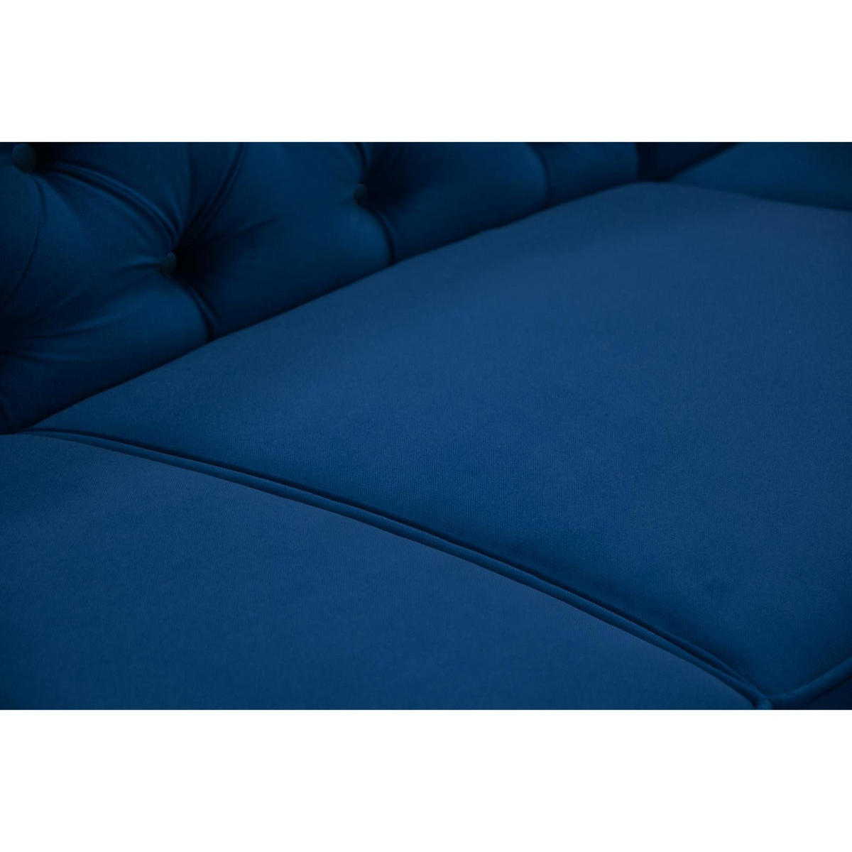 ECKSCHLAFSOFA Chester im Chesterfield-Stil, Dunkelblau, rechts - Schwarz/Dunkelblau, Textil (278/173cm) - Beautysofa