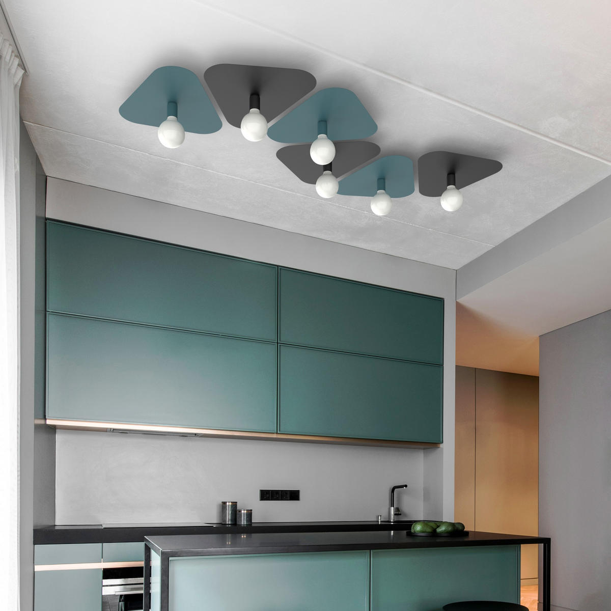 DECKENLEUCHTE - Blau, Metall (42/50/10cm) - Lumicom