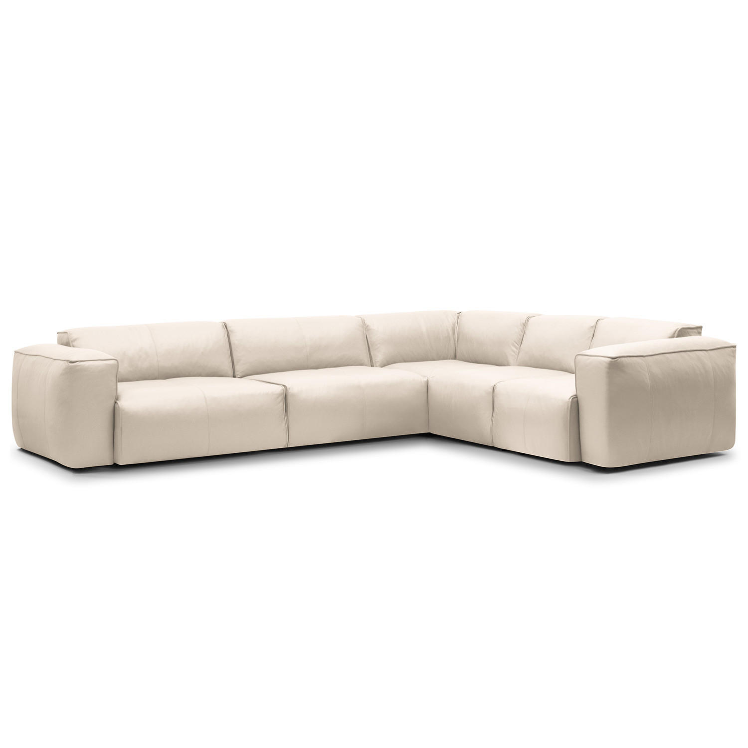 ECKSOFA mit Rundecke - Hellgrau/Schwarz, Leder/Kunststoff (325/260cm) - home24