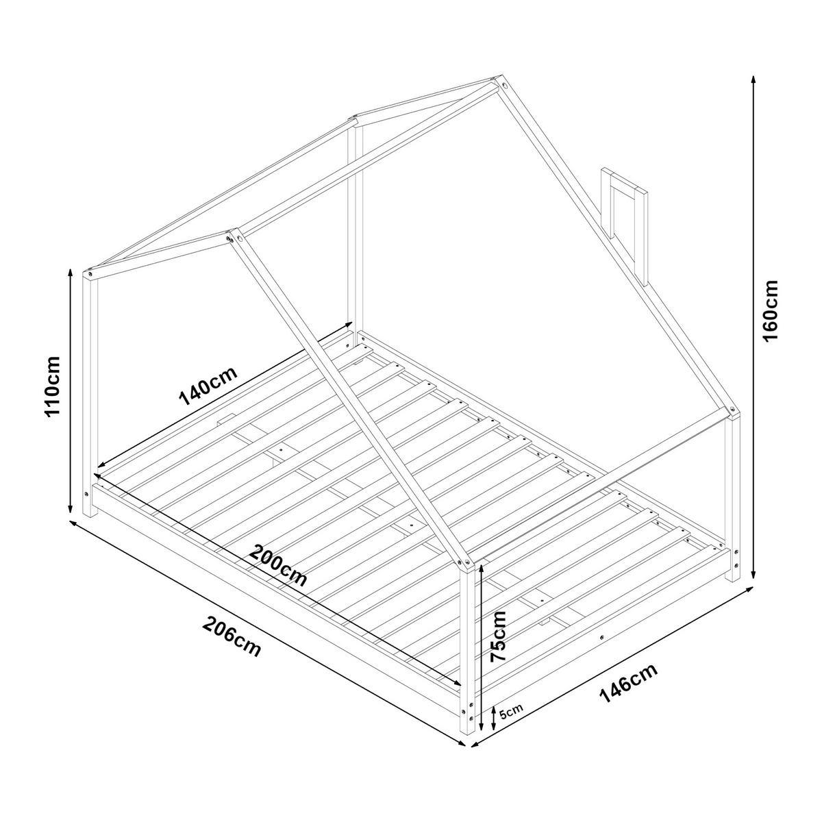 KINDERBETT Siuntio - Naturfarben, Holz (140/200cm) - [en.casa]