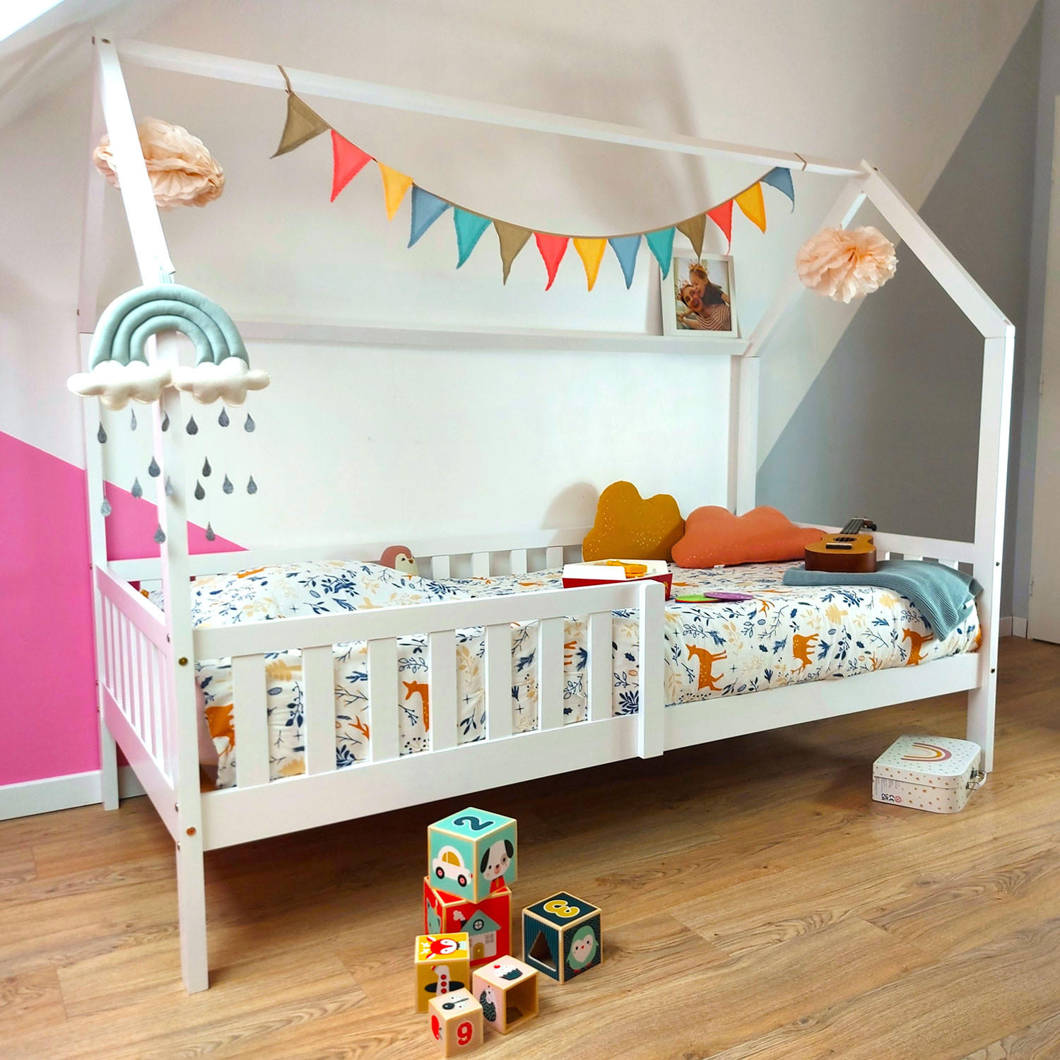 KINDERBETT Marceau Weiß 190/90 cm - Weiß, Holz - Happy Garden