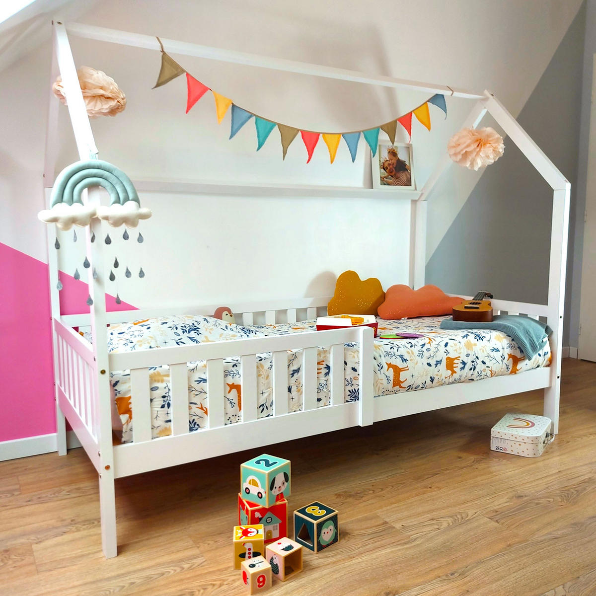 KINDERBETT Marceau Weiß 190/90 cm - Weiß, Holz - Happy Garden