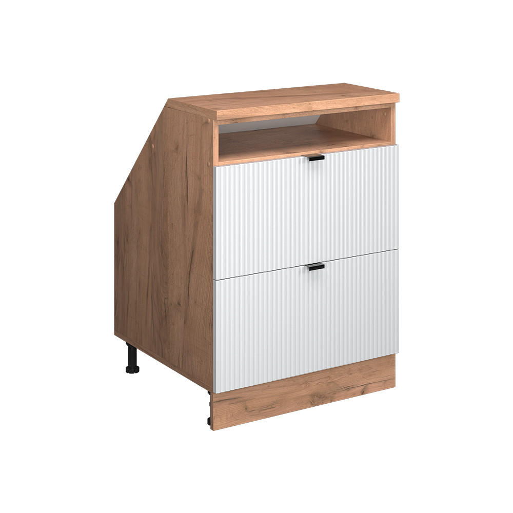 Vicco ŠIKMÁ SKŘÍŇ Rion Bílé zvlnění 60 x 81.6 cm se 2 zásuvkami, korpus skříně hloubka 60 cm