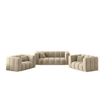 SOFAGARNITUR 2+1+1 Serie Grand Stilvol, Stoff Salvador Beige - Beige, Holz (91/70/197cm) - Kaiser Möbel