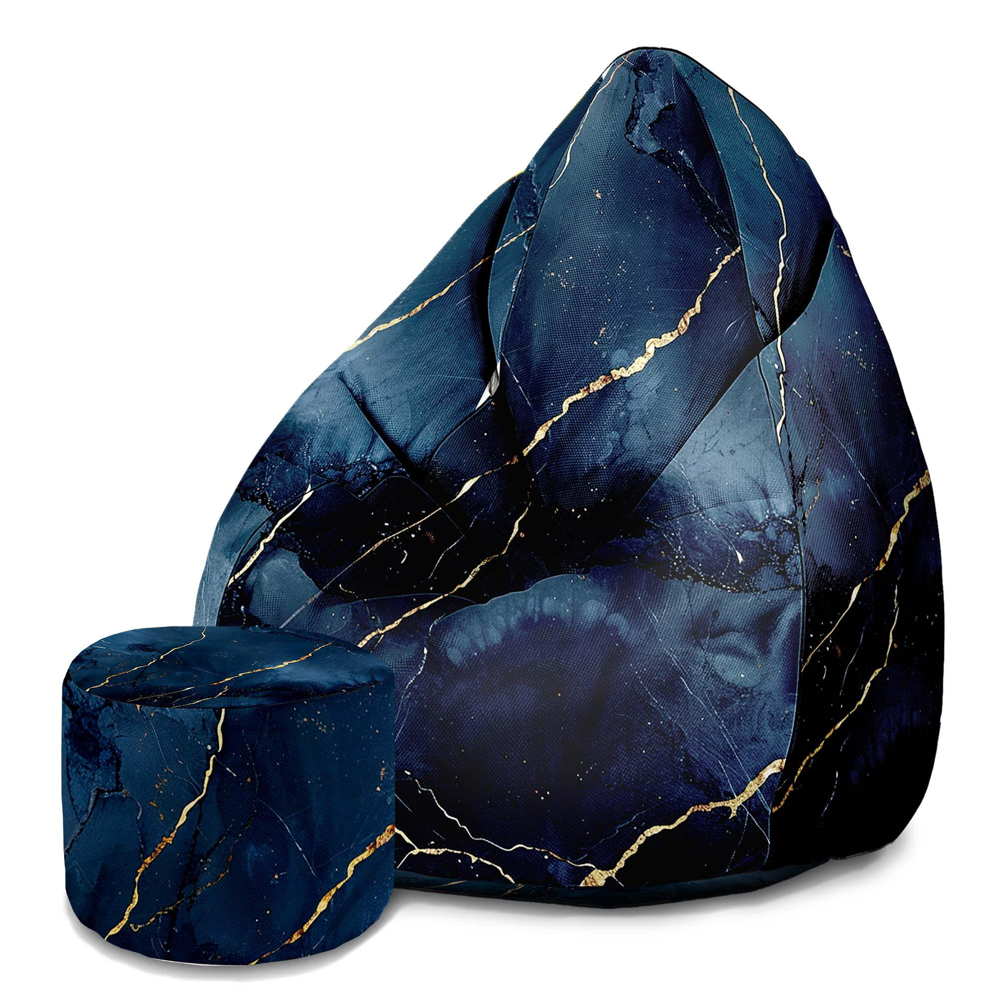 SITZSACK MIT FUßSTÜTZE Velvet 2-tlg Black Mystery M - Schwarz, Textil (80/120/80cm) - Dreamroots