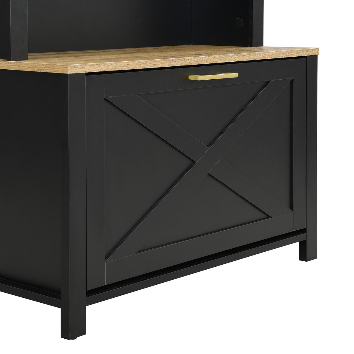 GARDEROBE Schuhregal Haken MDF - Schwarz, Holz (75/195/35cm) - LEBENLANG