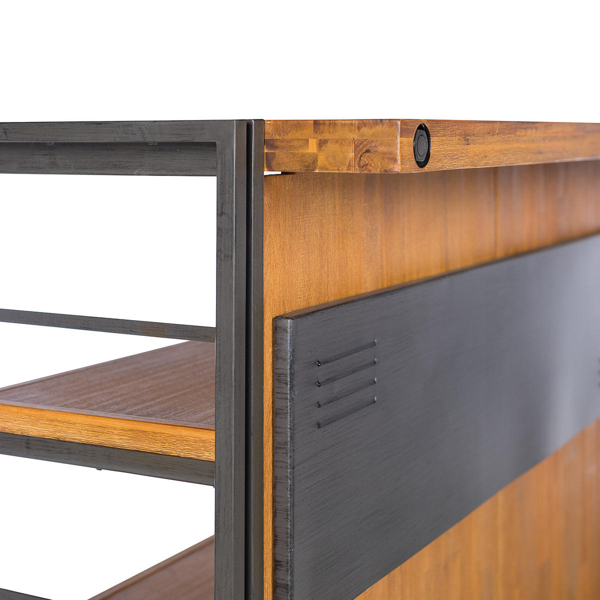 BAR - Akazie teilmassiv / Metall - Braun, Holz (140/105/52cm) - home24