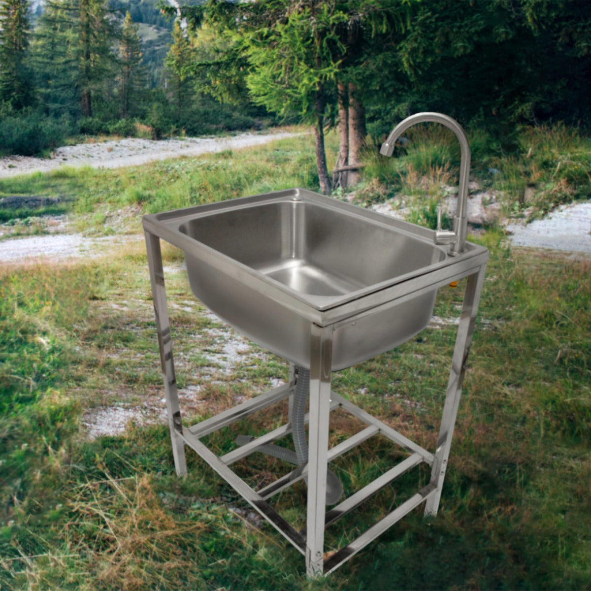 MEHRZWECK-CAMPING-SPÜLE EDELSTAHL - Silberfarben, Metall (60/79/45cm)