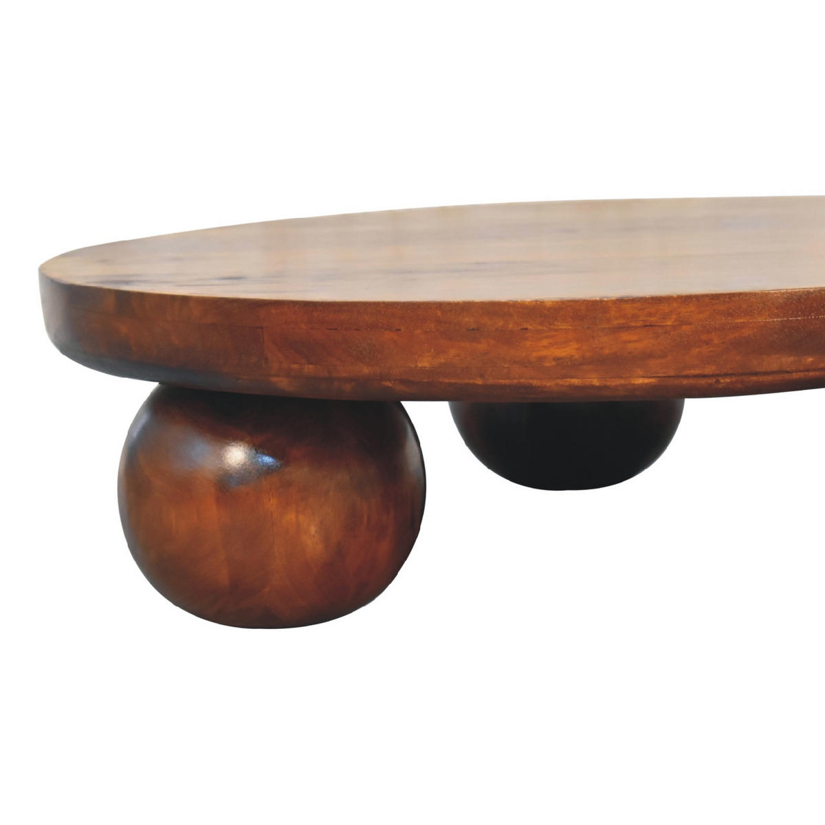 COUCHTISCH Ball Kastanienholz-Finish - Kastanienfarben/Messingfarben, Holz/Metall (80/80/23cm) - Artisan Furniture