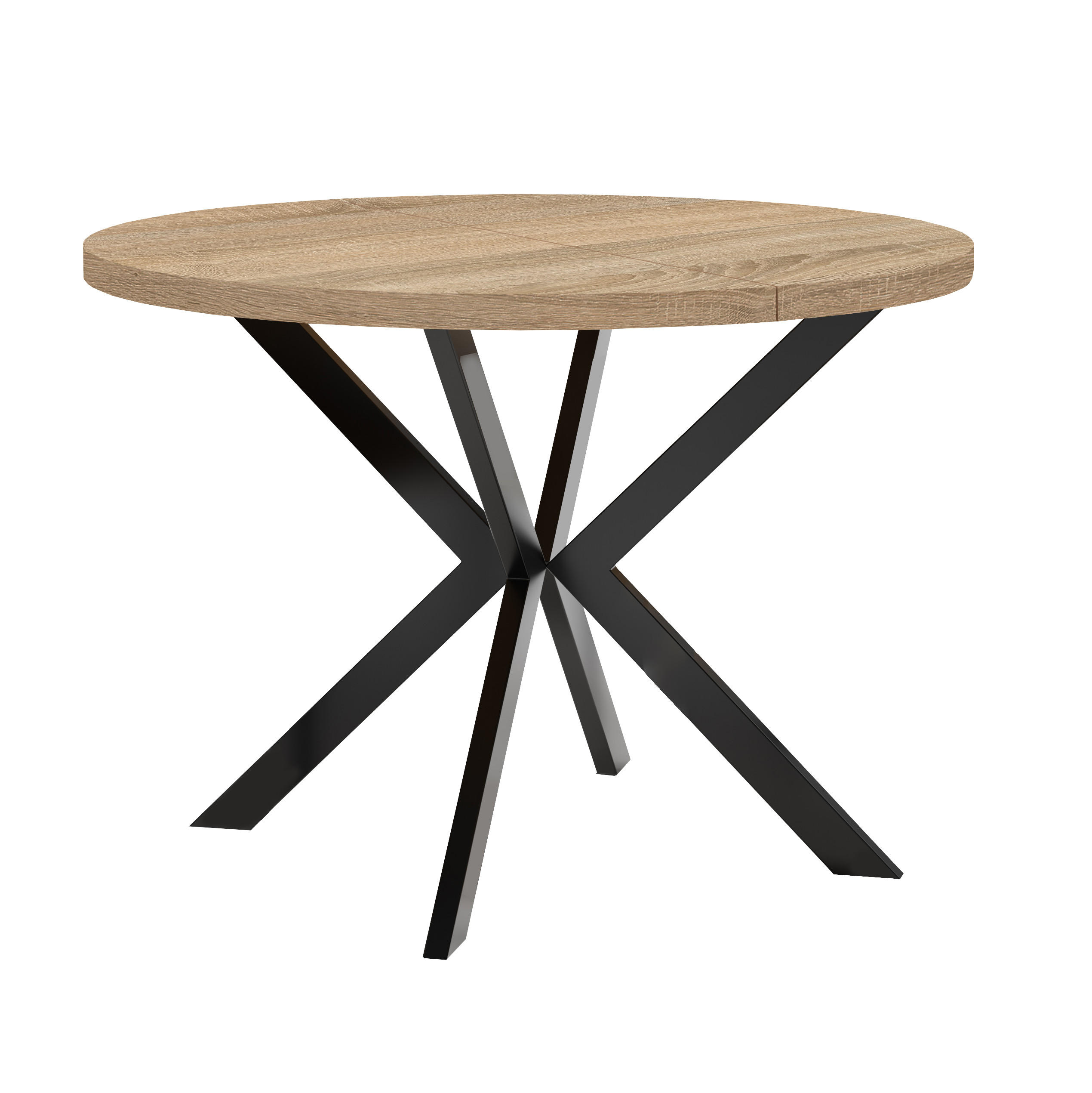 ESSTISCH ENDIK, Durchmesser: 100 / 200 cm, Farbe: Eiche Sonoma / Schwarz - Schwarz/Sonoma Eiche, Holz (200/100/77cm) - Dekori_Interiors