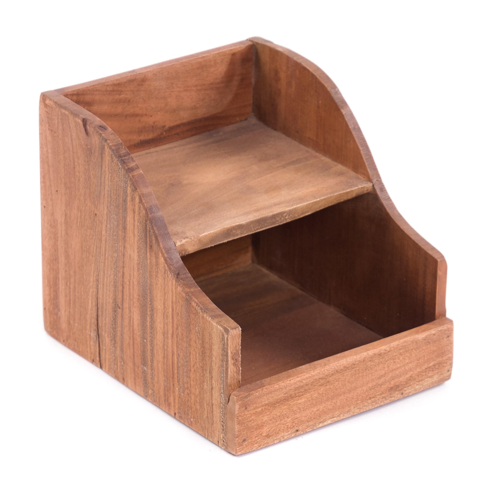 ORGANIZER Storage 20 Mahagoni Massivholz, 2 Fächer naturfarben - Naturfarben, Holz (25/20/20cm) - DESIGN DELIGHTS