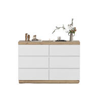 SIDEBOARD in Weiß und Eiche Kommode mit 6 Schubladen und Schließfach für Schlafzimmer und Wohnzimmer, B110/T40/H67.5cm - Eichefarben/Weiß, Holzwerkstoff/Metall (110/67.5/40cm) - STILVORA