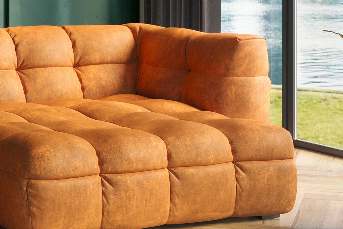 ECKSOFA RIO Gold Velvet - Goldfarben/Schwarz, Textil (319/170cm) - KAWOLA