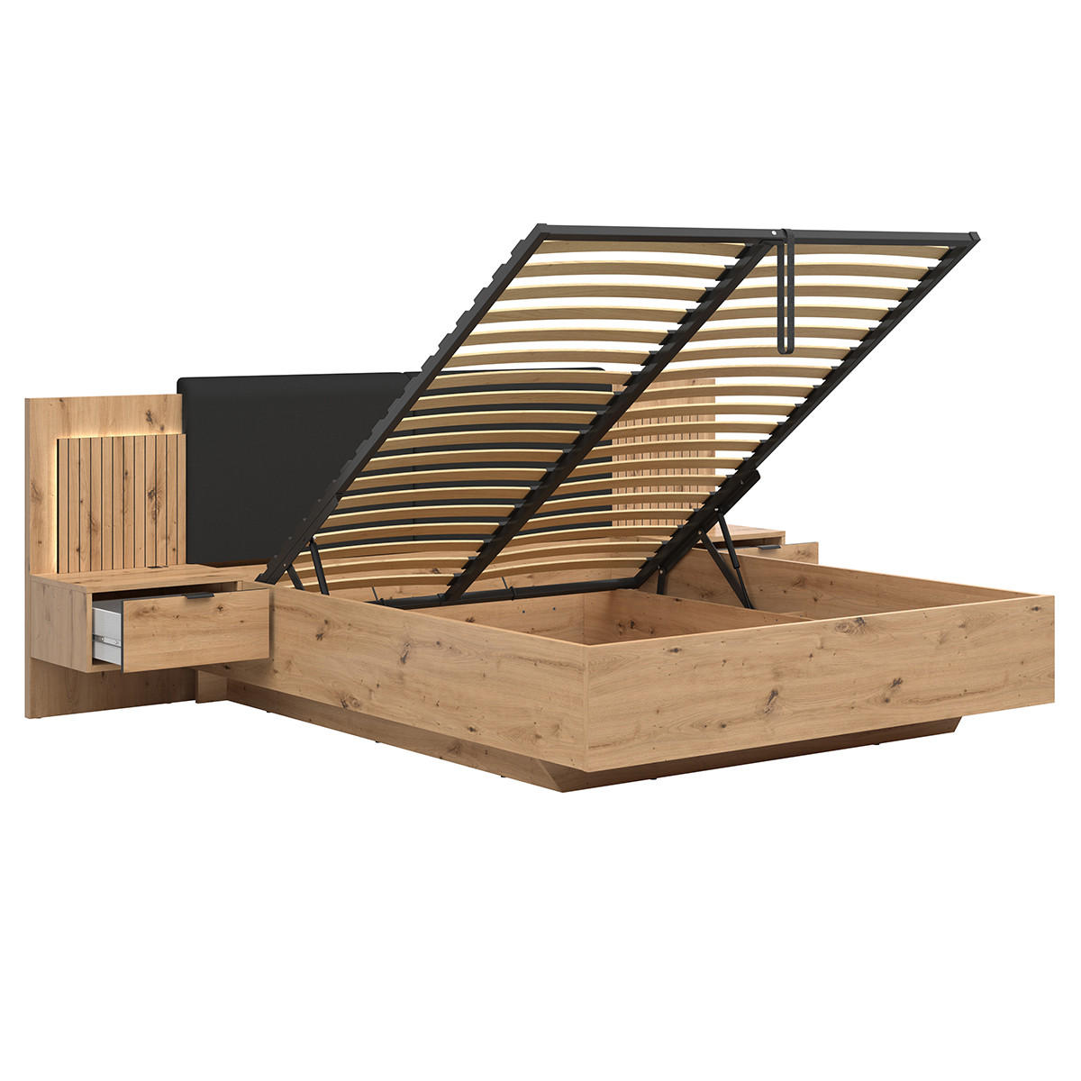 BOXSPRING POSTEL 160/200 Mao Dubové dřevo - hnědá, kompozitní dřevo (160/200cm) - Petits-meubles