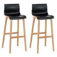 BARHOCKER 2er Set Holz schwarz - Eukalyptusholzfarben/Schwarz, Holz (41/101/46cm) - CLP