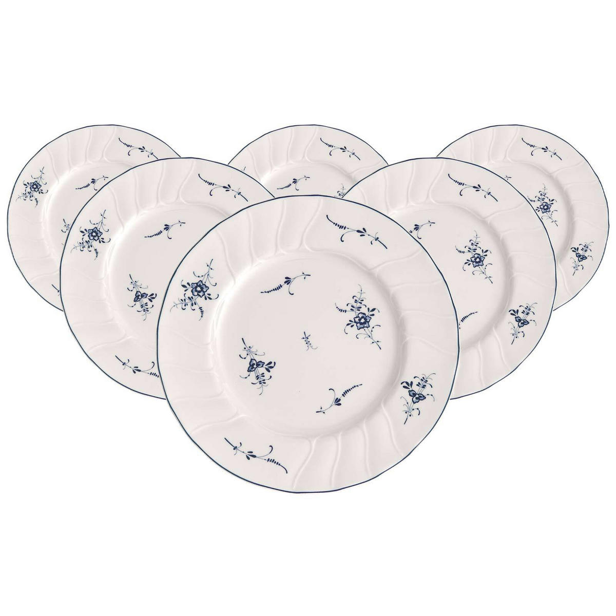 FRÜHSTÜCKSTELLER Vieux Luxembourg weiß-blau ø 20,5 cm 6er Set - Blau/Weiß, Keramik (20.5cm) - Villeroy & Boch