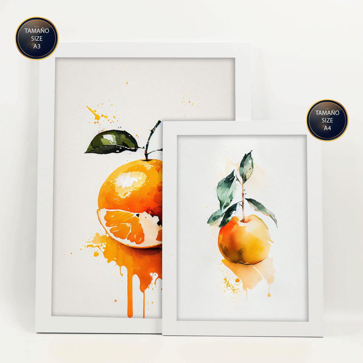 POSTER Set Mit 6 Zitrus Plakate Von Obst, Gemüse Und Gesunden Lebensmitteln Im Aquarell Kunst Stil Auf Reinweißen Hintergründen A3 & A4 Weißer Rahmen - Weiß, Papier (29/3cm) - Nacnic