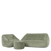 SITZSACK Sofa mit Sessel und rundem Hocker Cecilia - Salbeigrün, Textil (160/35/93cm) - icon