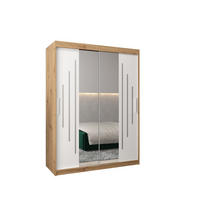 SCHWEBETÜRENSCHRANK 200/150/62 2-türig - Silberfarben/Weiß, Holz/Kunststoff (150/200/62cm) - Abiks Möbel
