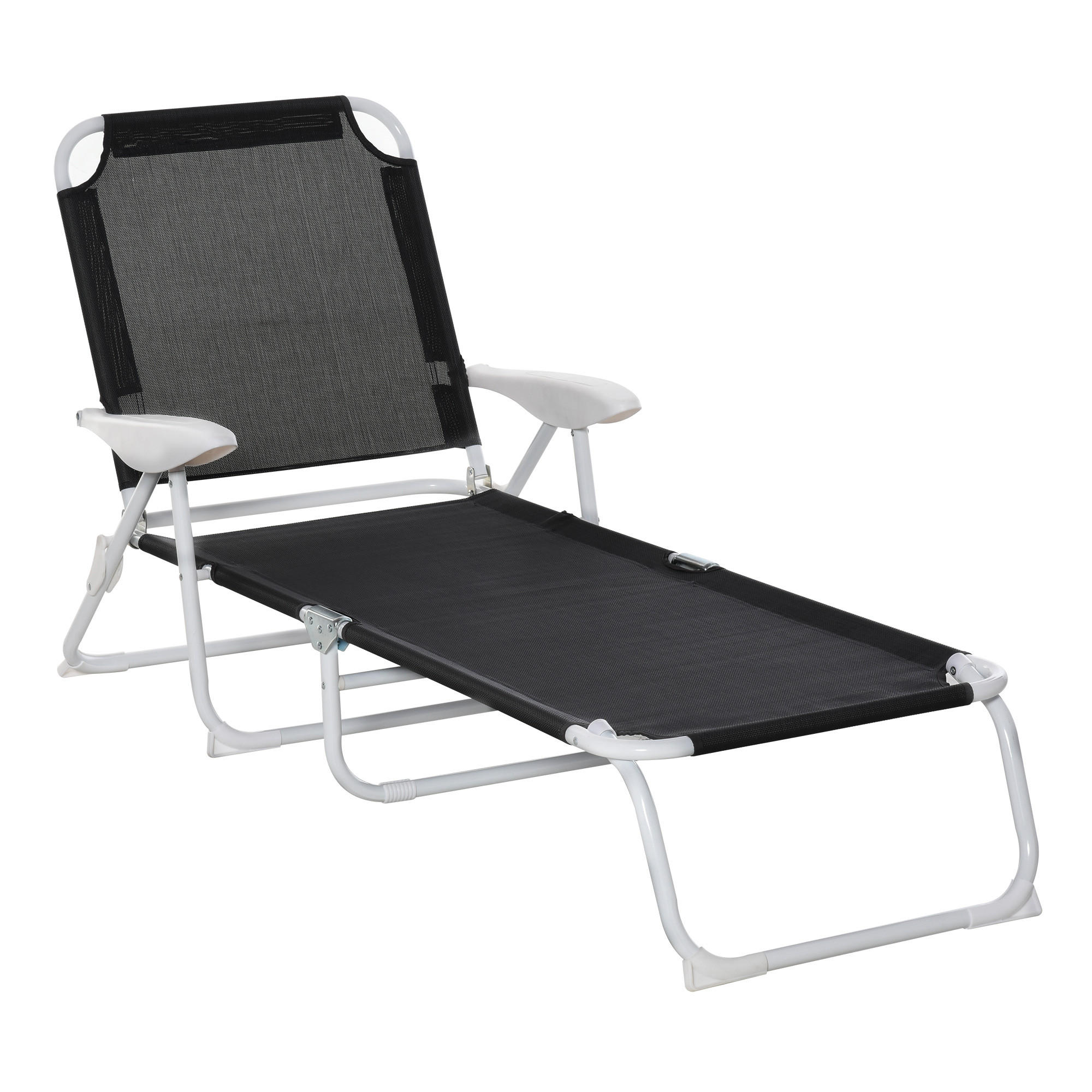 SONNENLIEGE - Schwarz, Kunststoff/Metall (66/80/160cm) - Outsunny