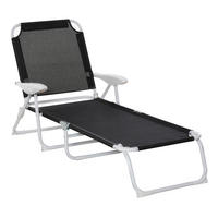 SONNENLIEGE - Schwarz, Kunststoff/Metall (66/80/160cm) - Outsunny