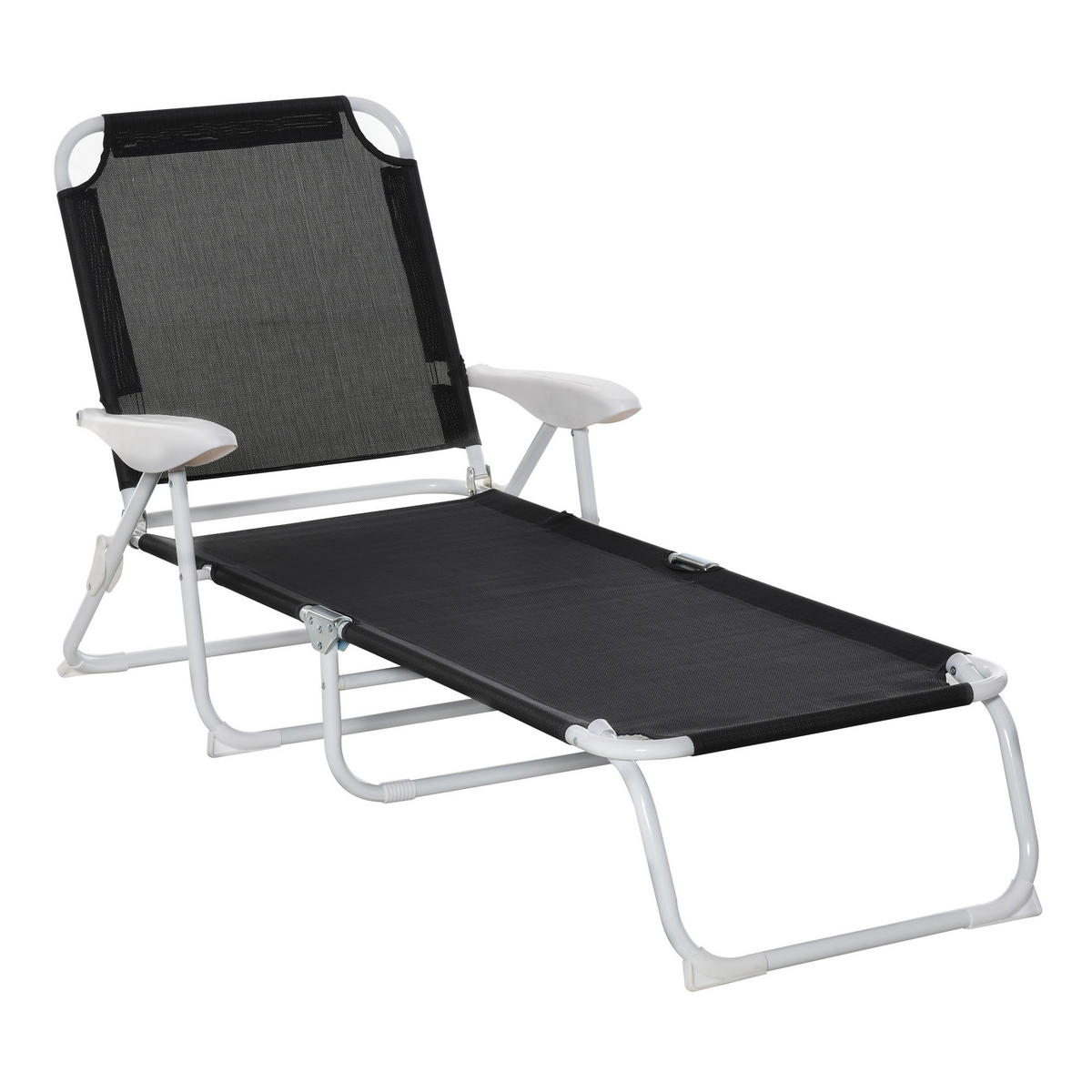 SONNENLIEGE - Schwarz, Kunststoff/Metall (66/80/160cm) - Outsunny